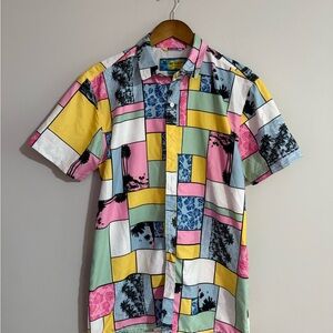 Surf Society Hawaiian Button Up Mens Size Large